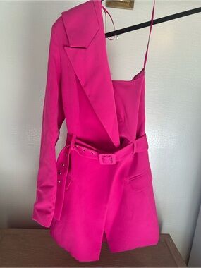NEVER WORN! ASOS Hot Pink Belted Blazer Dress